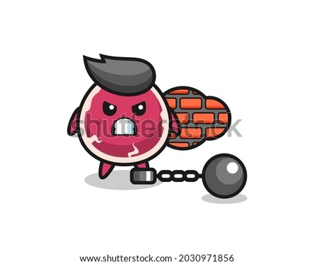 Character mascot of beef as a prisoner , cute style design for t shirt, sticker, logo element