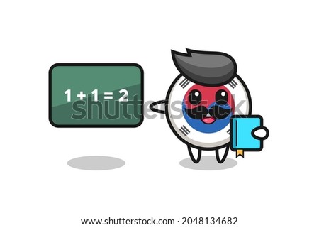 Illustration of south korea flag character as a teacher , cute design