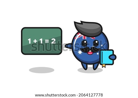 Illustration of australia flag badge character as a teacher , cute style design for t shirt, sticker, logo element