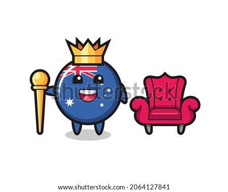 Mascot cartoon of australia flag badge as a king , cute style design for t shirt, sticker, logo element