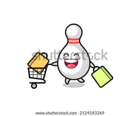 black Friday illustration with cute bowling pin mascot , cute style design for t shirt, sticker, logo element