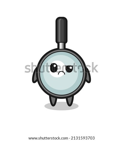 the mascot of the magnifying glass with sceptical face , cute style design for t shirt, sticker, logo element