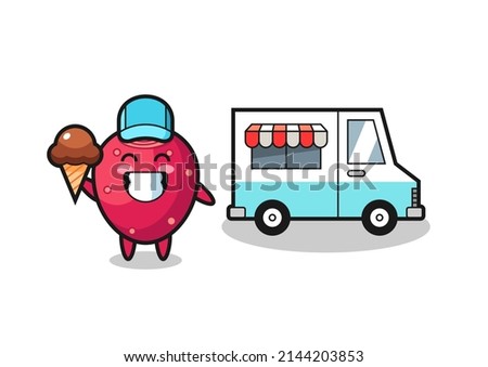 Mascot cartoon of prickly pear with ice cream truck , cute design Сток-фото © 