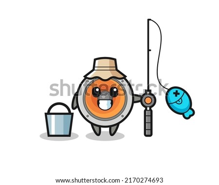 Mascot character of loudspeaker as a fisherman , cute style design for t shirt, sticker, logo element