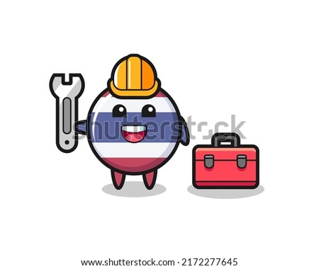 Mascot cartoon of thailand flag badge as a mechanic , cute style design for t shirt, sticker, logo element