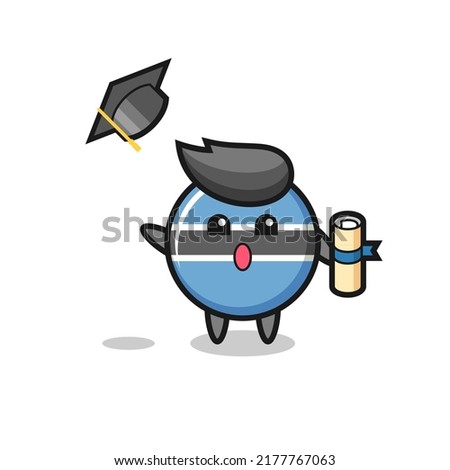 Illustration of botswana flag badge cartoon throwing the hat at graduation , cute style design for t shirt, sticker, logo element