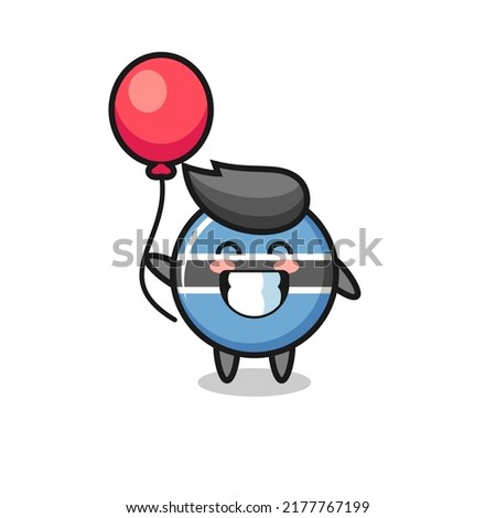 botswana flag badge mascot illustration is playing balloon , cute style design for t shirt, sticker, logo element