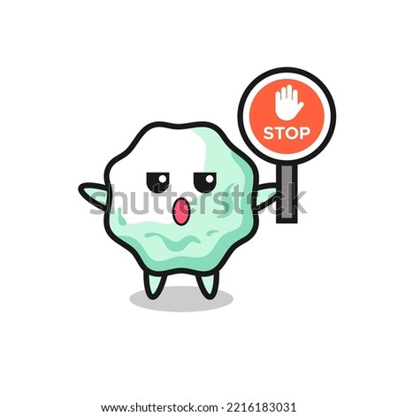 chewing gum character illustration holding a stop sign , cute design