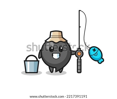 Mascot character of comma symbol as a fisherman , cute design