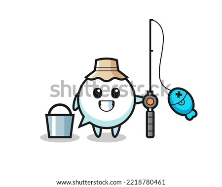 Mascot character of speech bubble as a fisherman , cute design