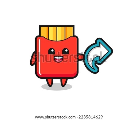 cute french fries hold social media share symbol , cute style design for t shirt, sticker, logo element