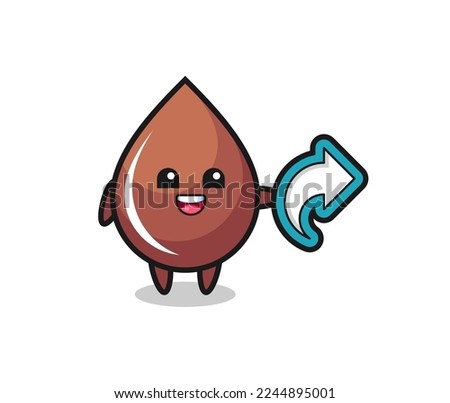 cute chocolate drop hold social media share symbol , cute style design for t shirt, sticker, logo element