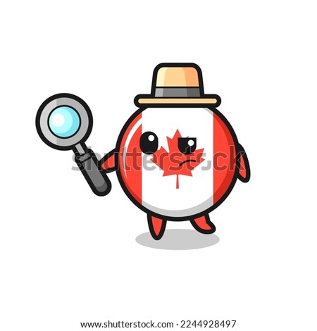 canada flag badge detective character is analyzing a case , cute style design for t shirt, sticker, logo element