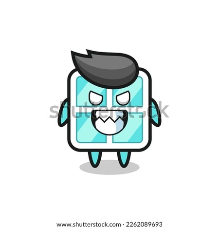 evil expression of the window cute mascot character , cute style design for t shirt, sticker, logo element