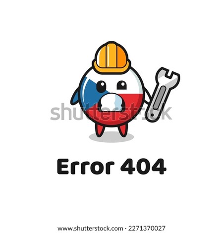 error 404 with the cute czech republic flag badge mascot , cute style design for t shirt, sticker, logo element