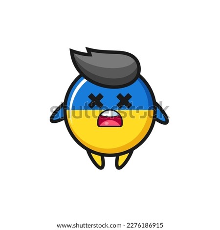 the dead ukraine flag badge mascot character , cute style design for t shirt, sticker, logo element