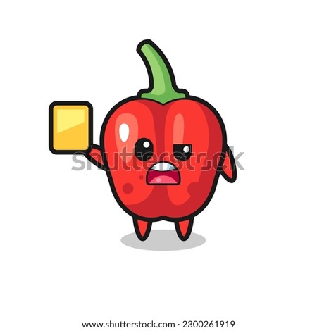 cartoon red bell pepper character as a football referee giving a yellow card , cute style design for t shirt, sticker, logo element