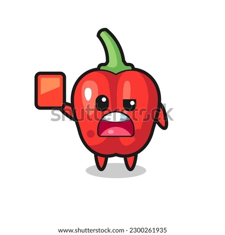 red bell pepper cute mascot as referee giving a red card , cute style design for t shirt, sticker, logo element