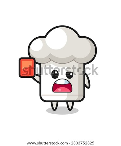 chef hat cute mascot as referee giving a red card , cute style design for t shirt, sticker, logo element