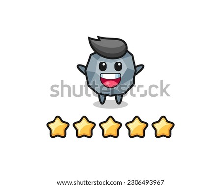 the illustration of customer best rating, stone cute character with 5 stars , cute style design for t shirt, sticker, logo element