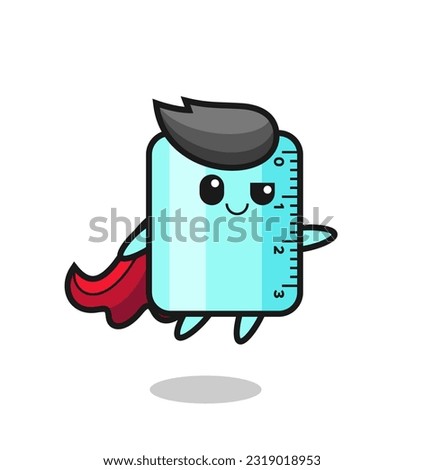 cute ruler superhero character is flying , cute style design for t shirt, sticker, logo element