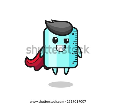the cute ruler character as a flying superhero , cute style design for t shirt, sticker, logo element