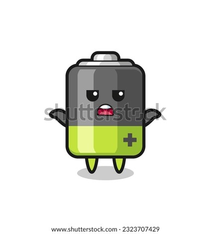 battery mascot character saying I do not know , cute style design for t shirt, sticker, logo element