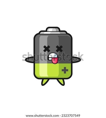 character of the cute battery with dead pose , cute style design for t shirt, sticker, logo element