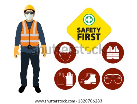 safety equipment, construction concept, White safety hard hat. Vector illustration