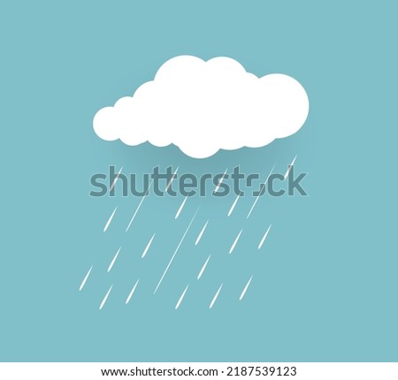 Heavy rain in dark sky, rainy season, clouds and storm, weather nature background, Flood natural disaster, vector illustration. 