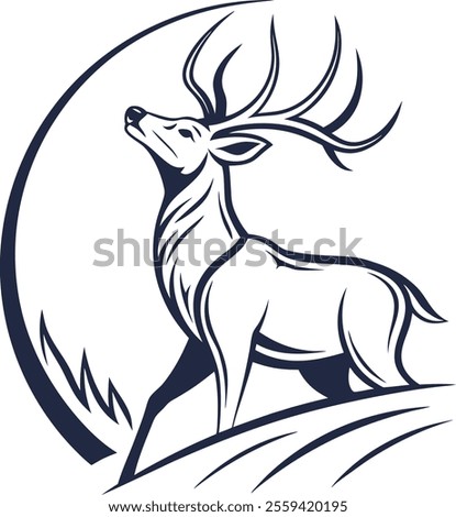 Silhouette vector deer logo design