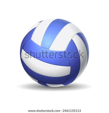 Volleyball ball with stripes realistic vector illustration. Beach sports game equipment. Healthy activity inventory 3d object on white background