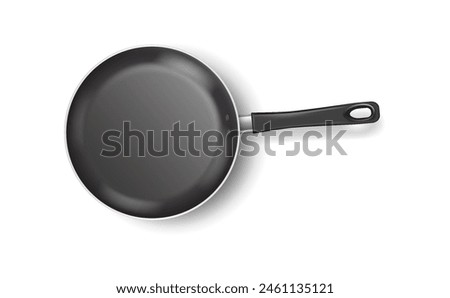 Clean empty frying pan with nonstick coating realistic vector illustration. Kitchen equipment for cooking 3d object on white background