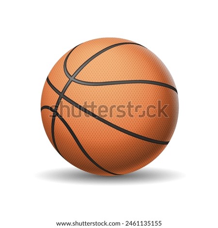 Basketball ball realistic vector illustration. Team sports game rubber accessory. Leisure activity inventory 3d object on white background