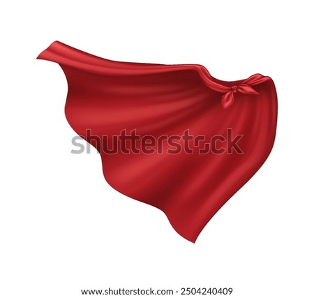 Complimenting ruddy glossy silk legend cape reasonable vector illustration. Courageous defender uniform extra tied on shoulders 3d protest on white foundation