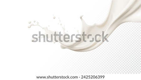 Milk splash isolated on transparent background. Realistic vector illustration.