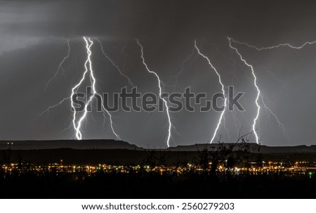 Similar – Foto Bild dramatischer Himmel während eines Gewitters auf dem Fluss