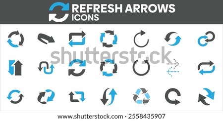 Refresh Arrows Icons Set, Containing All Refresh Arrows Icons Outlines, Vector Illustration Collection Editable eps10