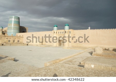Thunder-storm above an ancient fortress in Khiva