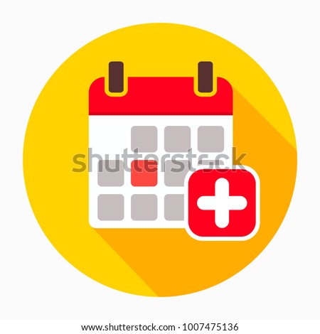 Add calendar icon vector, filled flat sign, solid pictogram isolated on white. Calendar with plus symbol, logo illustration
