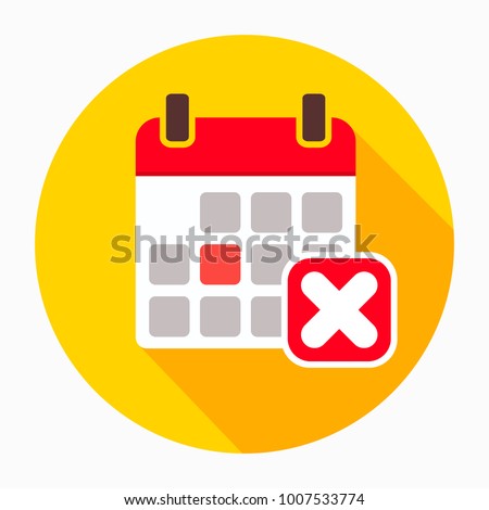 Reject calendar day icon vector, filled flat sign, solid pictogram isolated on white. Remove event symbol, logo illustration