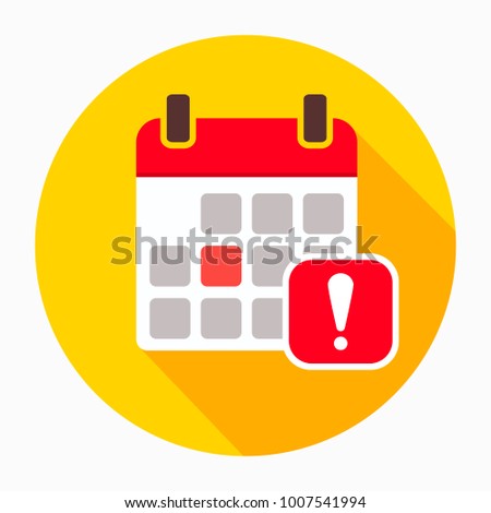 Alert calendar error exclamation icon. Alert, calendar, deadline, icon, application, appointment, business, concept, date, day, design