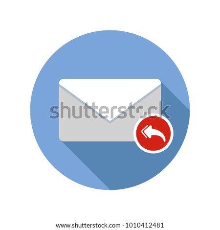 Mail reply to all recipient icon. Email icon with long shadow. Vector Flat Illustration