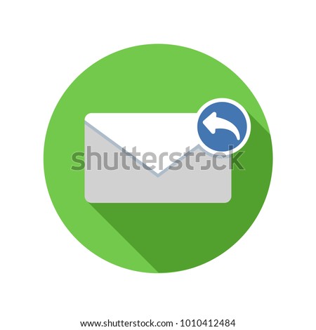 Responding email icon. Reply mail icon. Email icon with long shadow. Email, reply, mail, messenger, communication, conversation, correspondence, design, dialogue, discourse, discussion