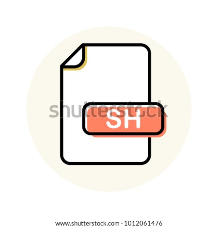 SH file format, extension color line icon. Vector illustration