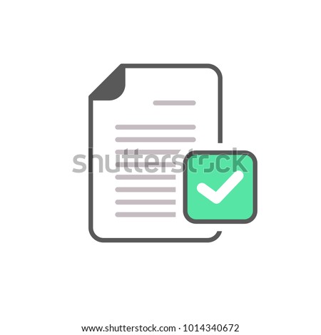 Check mark document file page verified icon. Vector icon