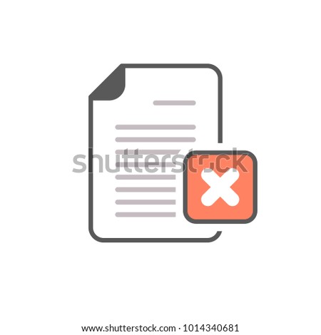 Cancel document file page restricted x icon. Cancel, icon, document, paper, data, vector, x, app, art, background, business