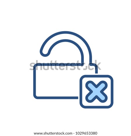 Cross lock open remove security icon. Vector illustration