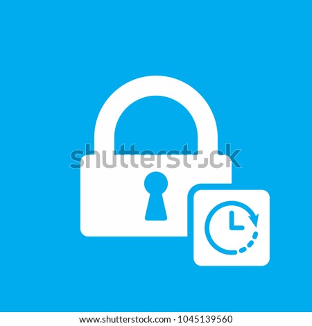 Lock icon with clock sign. Lock icon and countdown, deadline, schedule, planning symbol. Vector icon