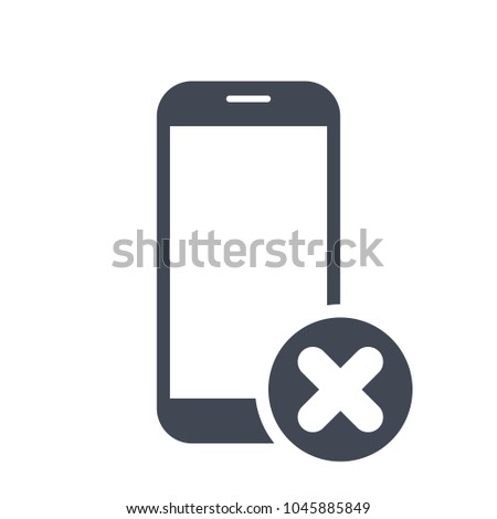 Mobile phone icon with cancel sign. Mobile phone icon and close, delete, remove symbol. Vector icon